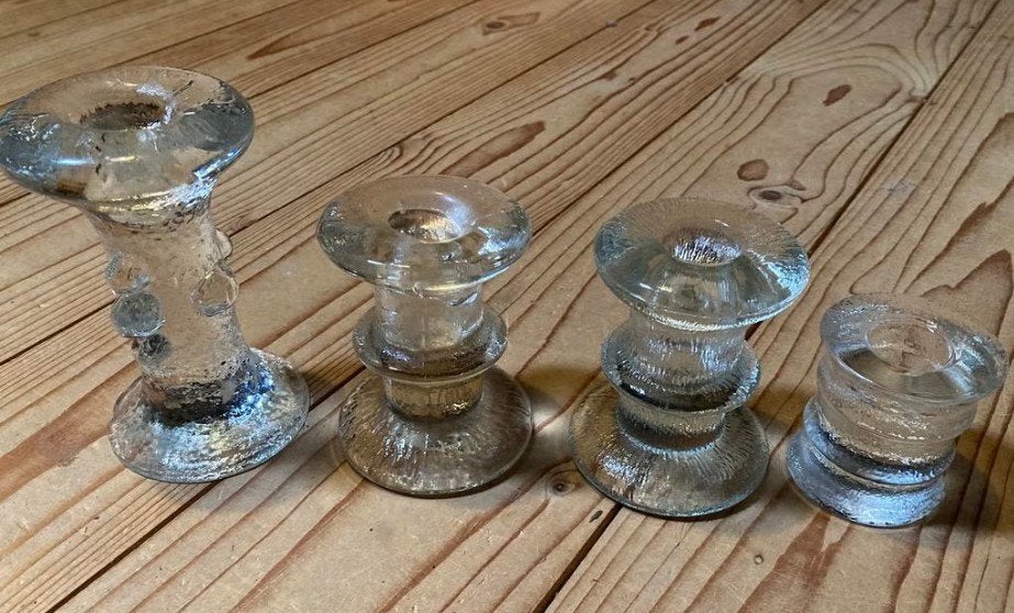 4 Glas kandelaar Pukeberg Staffan Gellerstedt Zweden 1970, Antiek en Kunst, Ophalen