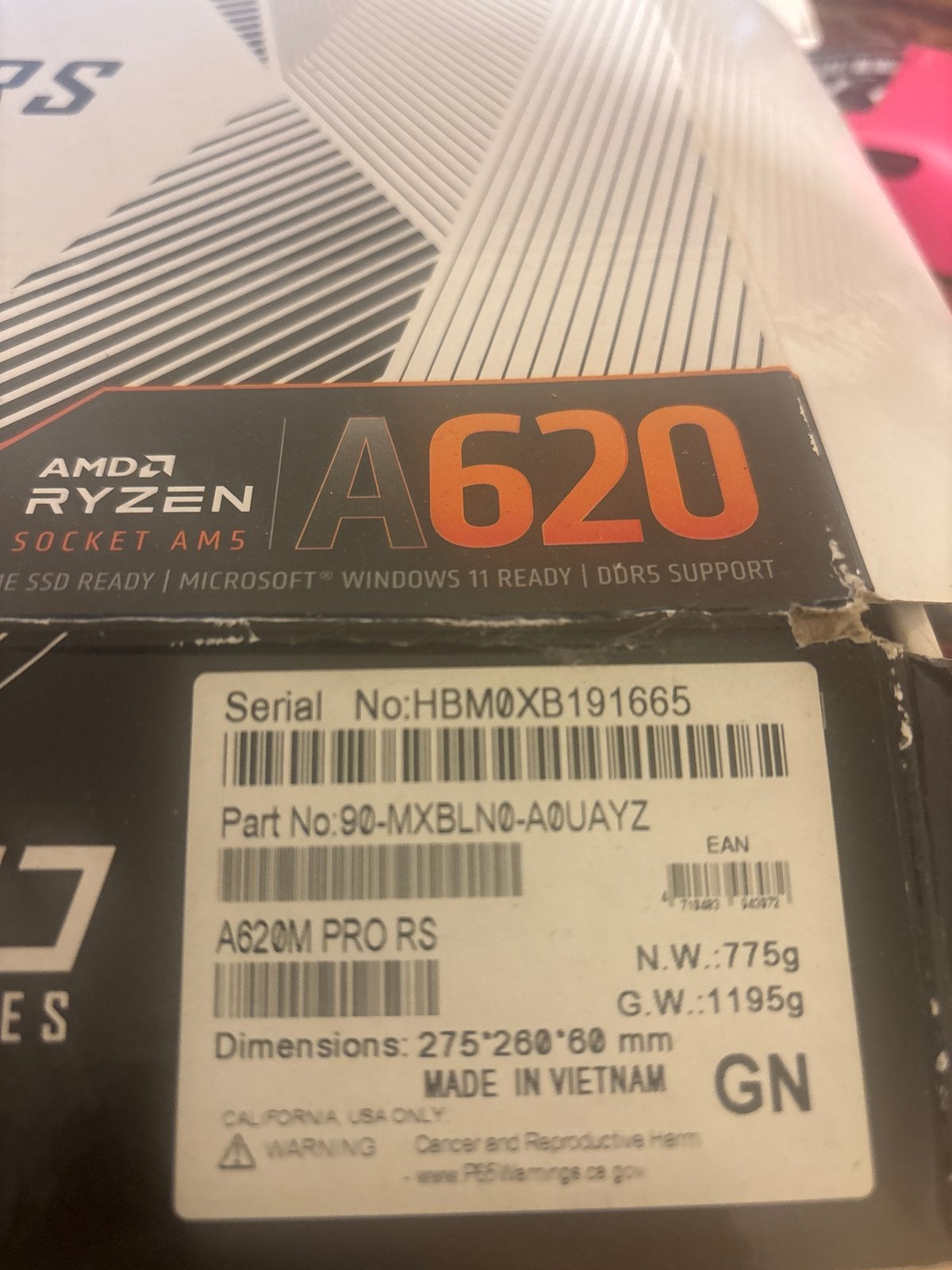 ASRock A620M PRO RS Moederbord - AMD Ryzen, Socket AM5, DDR5, Computers en Software, Ophalen of Verzenden, Nieuw, AMD, DDR5