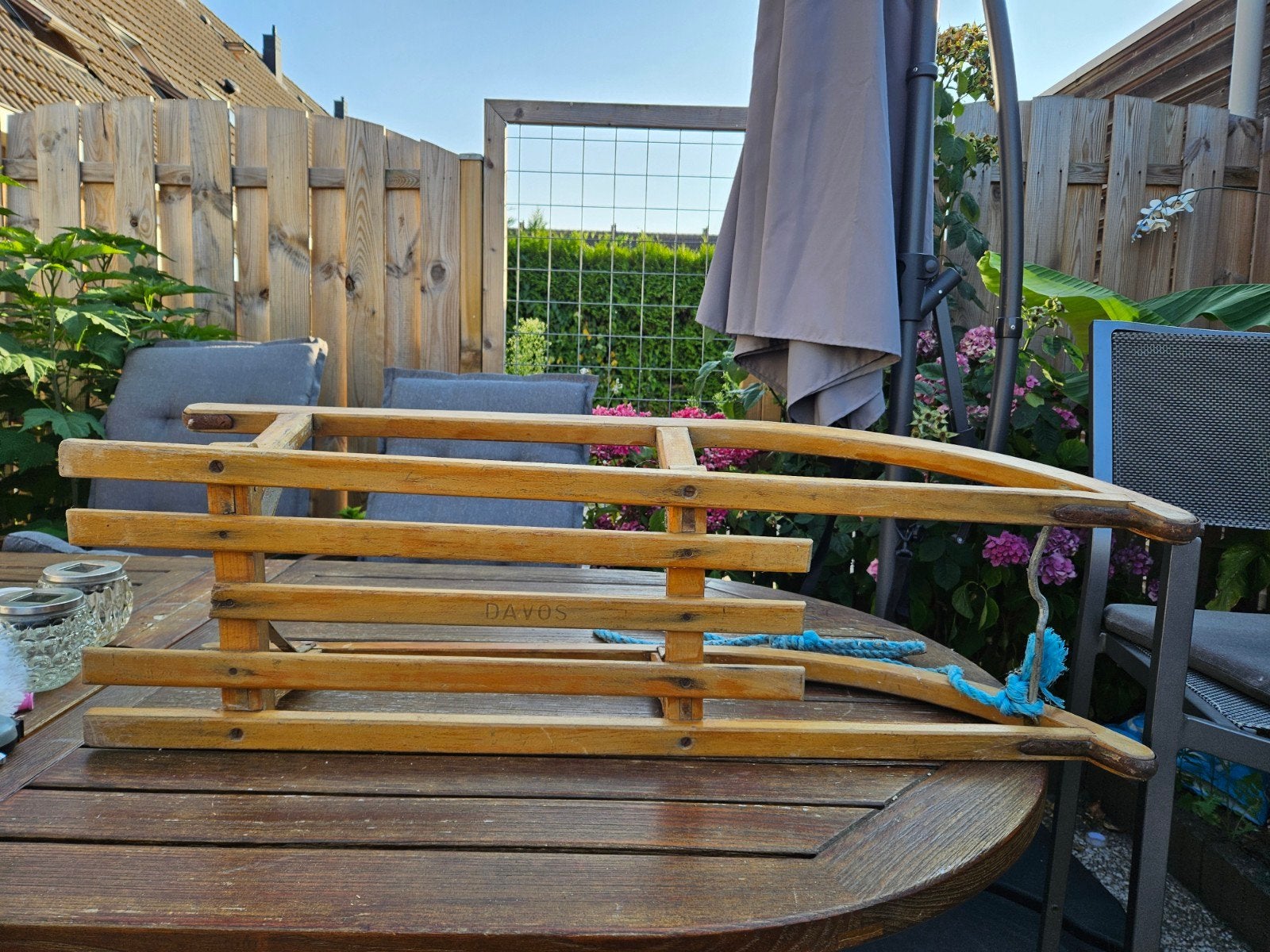 Vintage houten slee Davos, Ophalen of Verzenden, Gebruikt, Hout