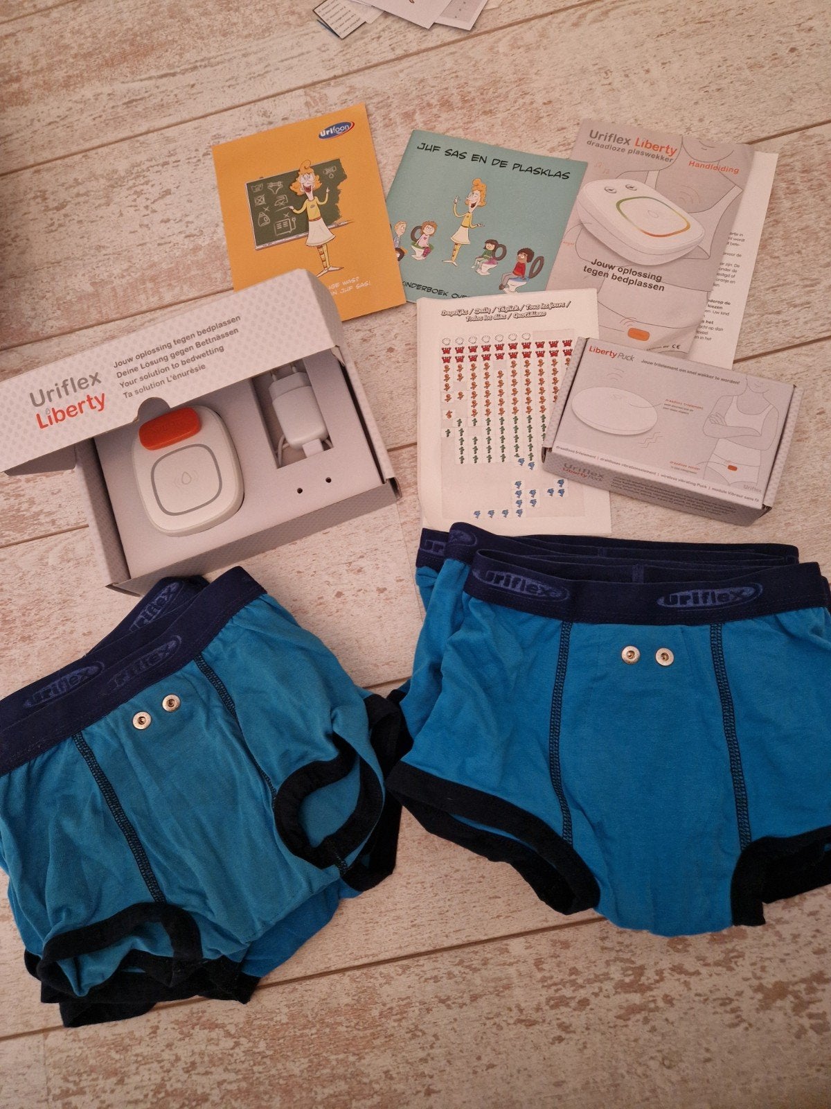 Uriflex / Urinfoon Liberty plaswekker set - compleet, Kinderen en Baby's, Ophalen of Verzenden, Zo goed als nieuw