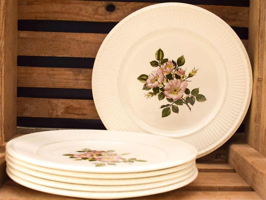 6 stuks Wedgwood Briar rose platte borden 52769, Ophalen of Verzenden, Gebruikt, Aardewerk, Bord(en)