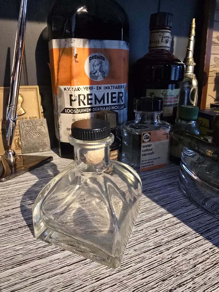 Antieke Art Deco Glazen inktfles €7,50, Ophalen of Verzenden