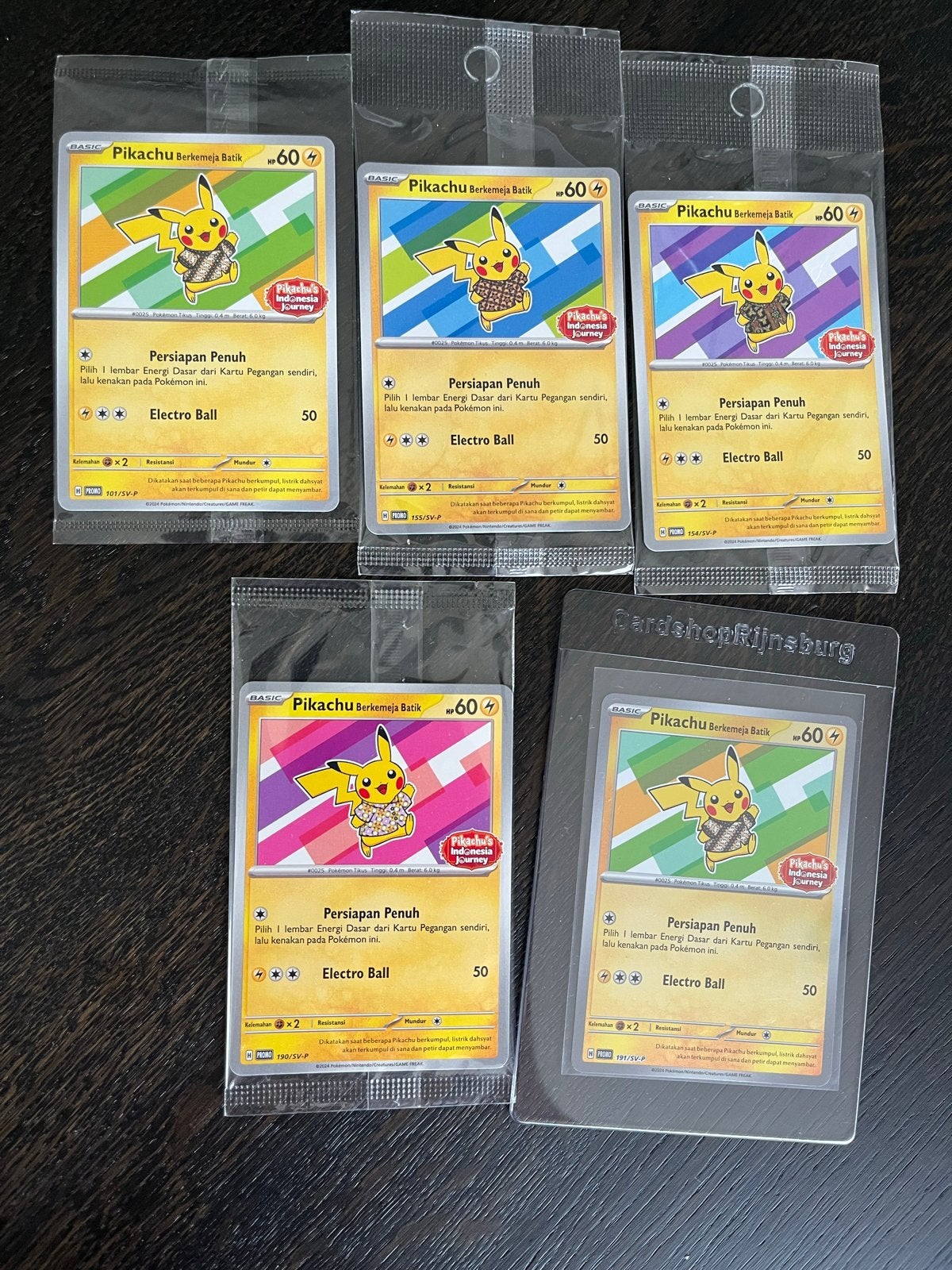 Pokemon Pikachu Batik volledige serie (5 kaarten), Ophalen, Nieuw, Meerdere kaarten