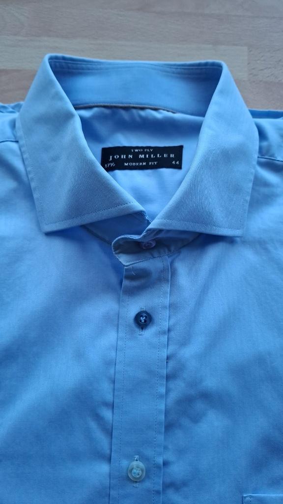 Blauw overhemd John Miller, Blauw, Ophalen of Verzenden, Zo goed als nieuw, Halswijdte 43/44 (XL)