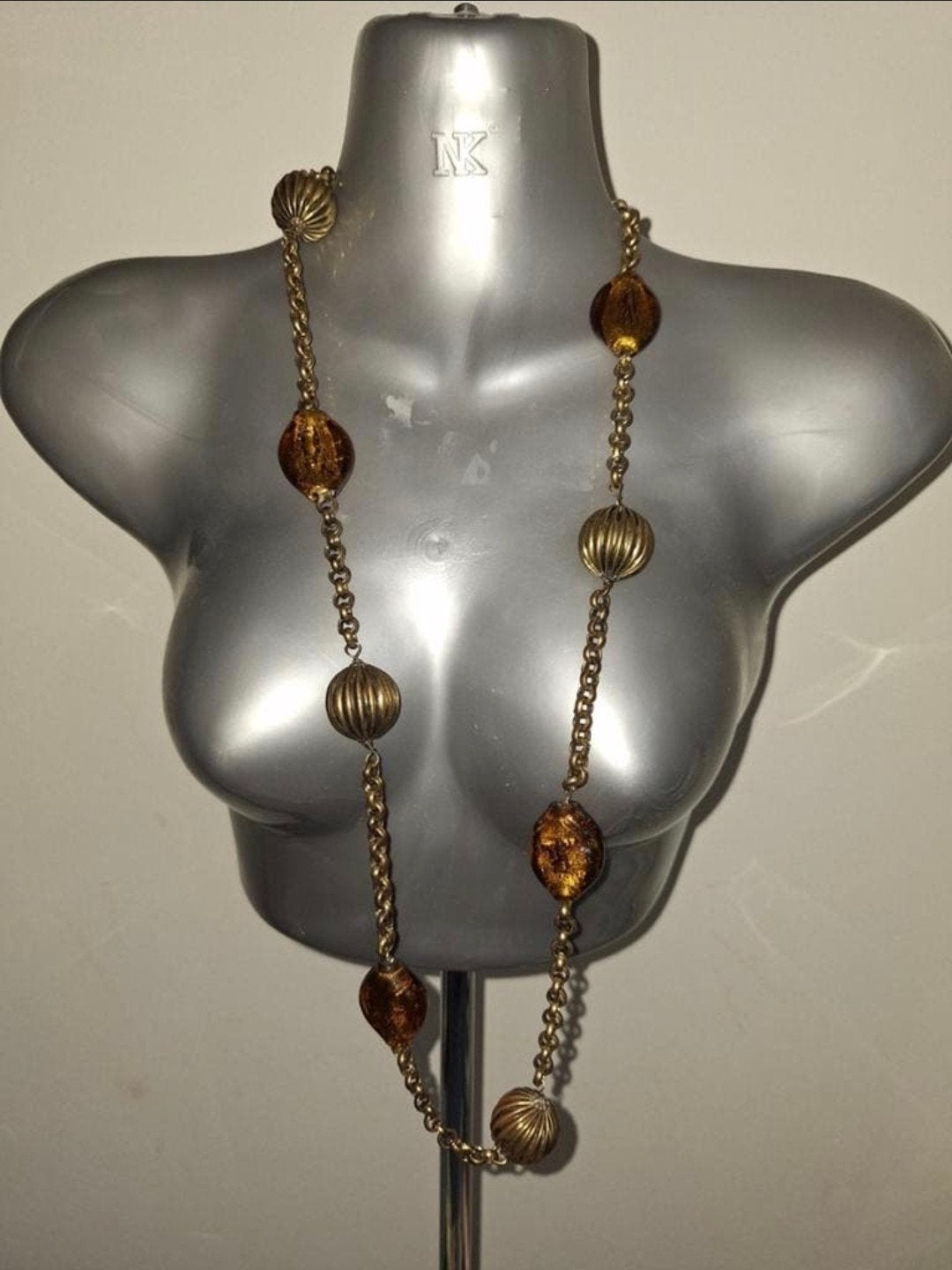 Manouk - ketting met glaskralen en koperen bollen. 3=2 aktie, Overige materialen, Verstelbaar, Overige kleuren, Verzenden