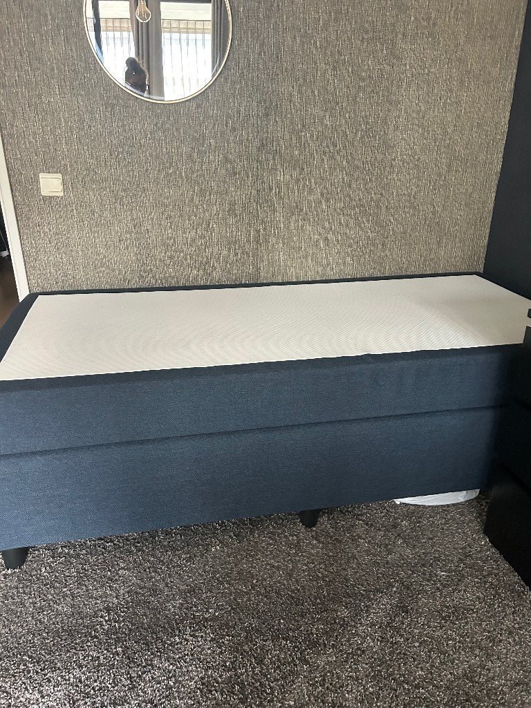 Boxspring, Huis en Inrichting, Slaapkamer | Boxsprings, Ophalen, Blauw, Tweepersoons, Zo goed als nieuw