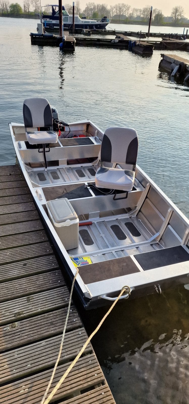 Qwest aluminium platbodum 360cm yamaha 5pk 2takt en trailer