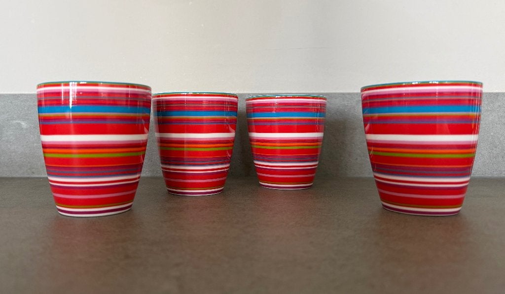Set van 4 Iittala Origo bekers / mokken, Huis en Inrichting, Arabia, Zo goed als nieuw, Modern, Porselein