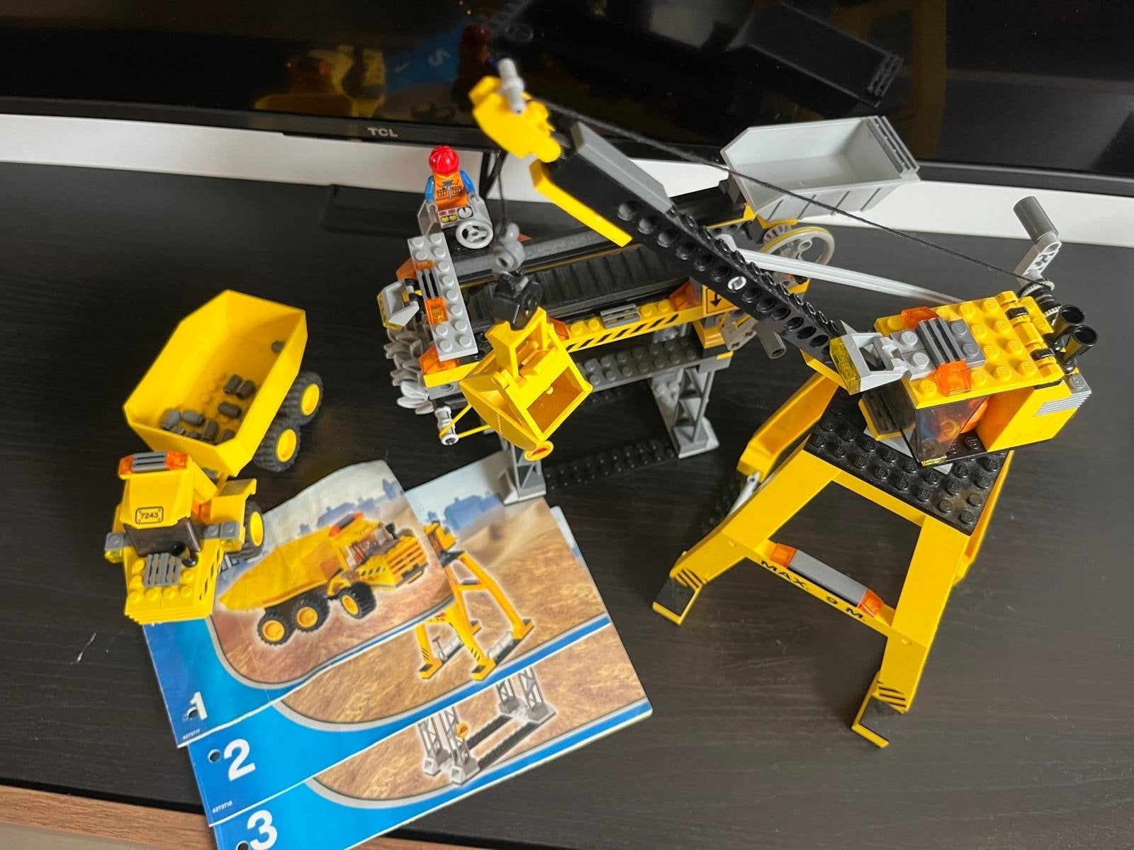Lego City Mijn Bouwplaats Set 7243 met Kraan en Transportban, Lego, Ophalen of Verzenden, Complete set, Inclusief instructies