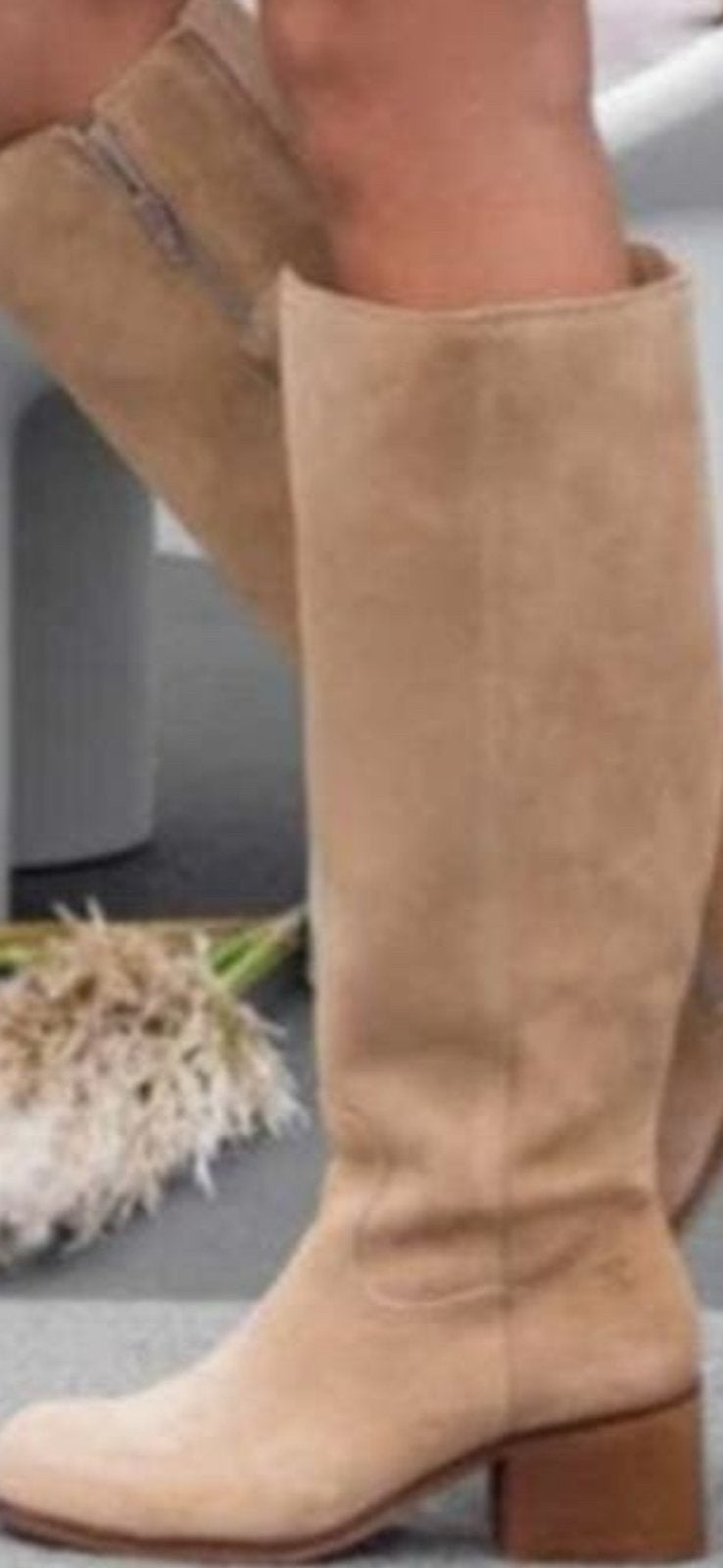 Mooie hoge laars, Ophalen, Hoge laarzen, Beige, Nieuw
