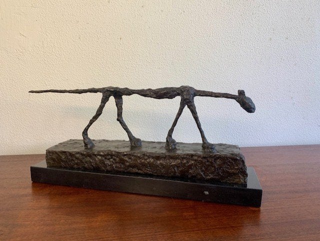 Bronzen Beeld Kat Le Chat Giacometti Gesigneerd Nummer, Ophalen of Verzenden, 20 - 50 cm, Beeld, Bruin