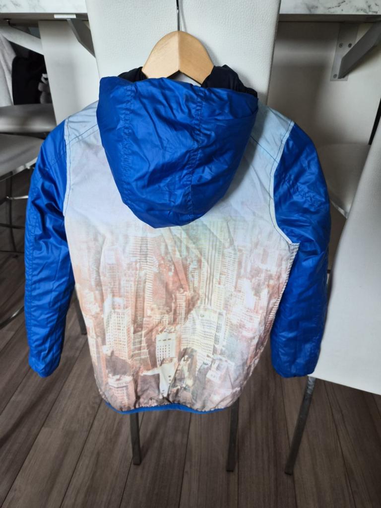 Omkeerbare jas voor kinderen  Blauw met print maat 12 Milano, Ophalen, Gebruikt, Vingino, Jongen of Meisje