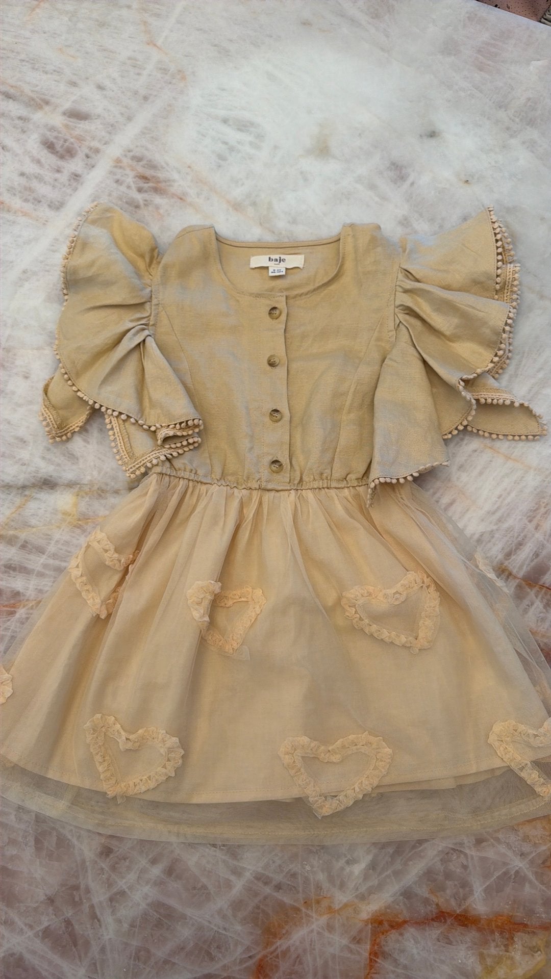 Baje studio jurk beige 98/104, Kinderen en Baby's, Babykleding | Maat 62, Ophalen of Verzenden, Zo goed als nieuw, Meisje, Jurkje of Rokje