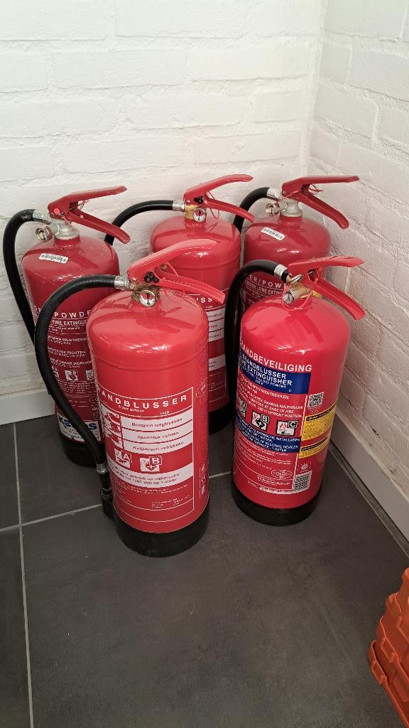 5x poeder brandblusser, Ophalen, Gebruikt, Brandblusser