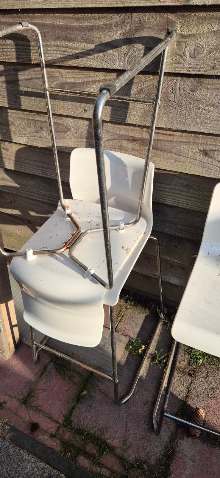 Witte bar krukken met metalen frame - 4 stuks, Huis en Inrichting, Stoelen, Ophalen, Twee, Eenvoudig, functioneel, Wit