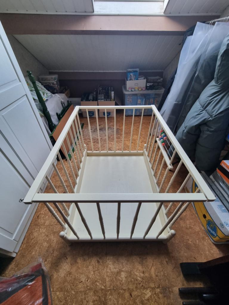 Vintage houten baby box, Ophalen, Gebruikt, In hoogte verstelbaar