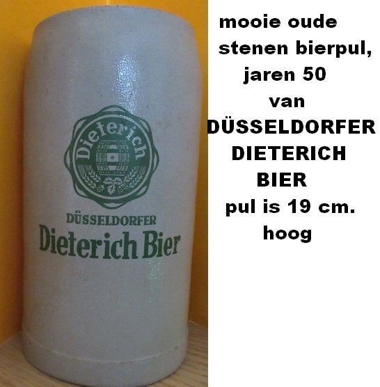 mooie oude stenen bierpul, 1 liter Düsseldorfer Dieterich, Ophalen of Verzenden, Zo goed als nieuw, Pul(len), Overige merken