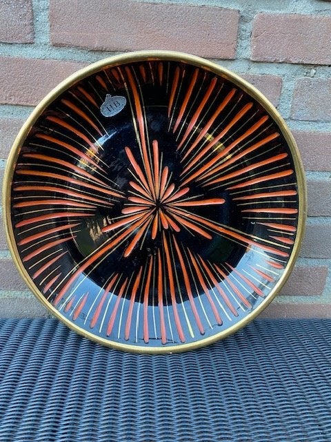 Faience Hubert Bequet - Vintage handgeschilderde schaal, Ophalen of Verzenden