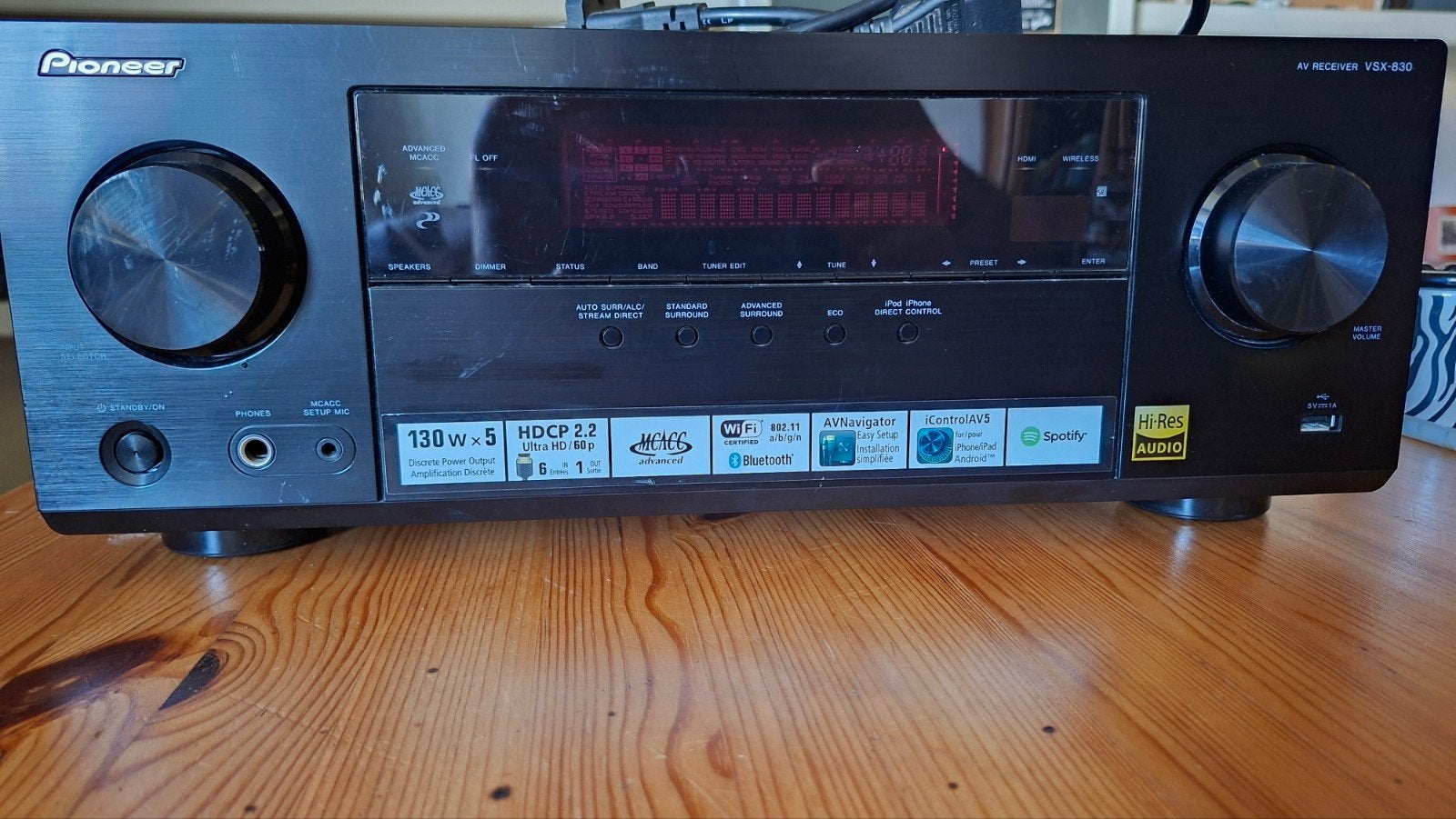 Pioneer receiver VSX-830 met 130W x 5, HDCP 2.2, Wi-Fi & Blu, Ophalen of Verzenden, Gebruikt, 120 watt of meer, Pioneer