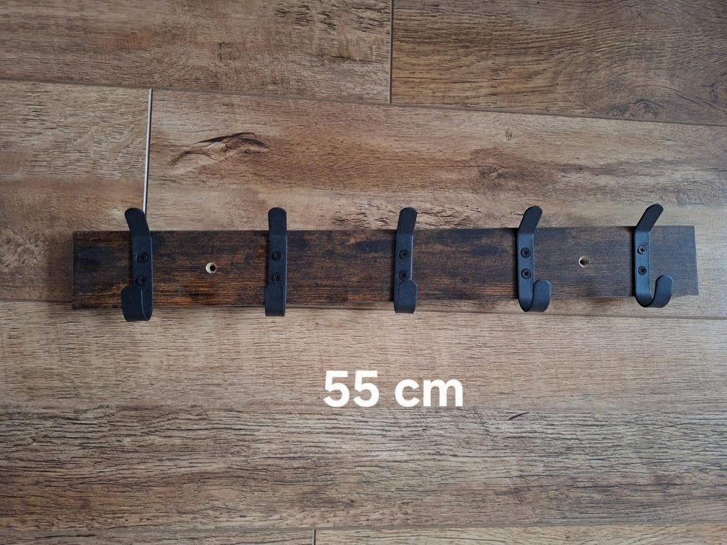 Wand kapstok, Mango-hout met zwarte haken., Huis en Inrichting, Woonaccessoires | Kapstokken, Ophalen of Verzenden, Overige materialen