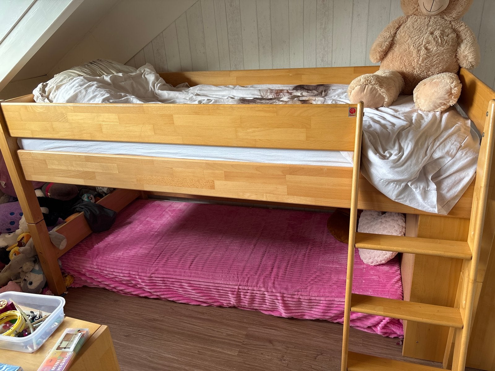 Halfhoogslaper met lades en opbergruimte, Gebruikt, 90 cm, Eenpersoons, Minder dan 160 cm