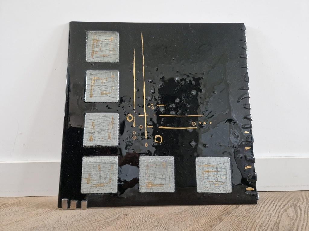 Wanddecoratie handgemaakt fusing-glas, Ophalen, 46 cm, Meerkleurig, Decoratieobject