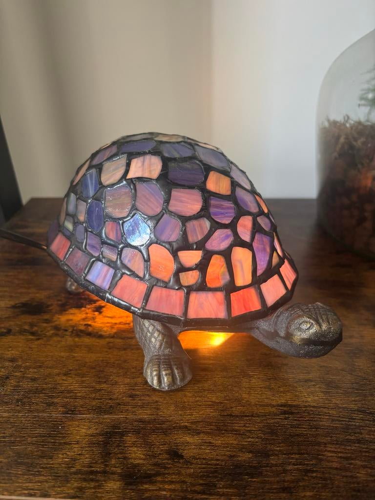 Tiffany-stijl Schildpad Lamp - Sfeervolle Tafellamp, Ophalen of Verzenden, Zo goed als nieuw