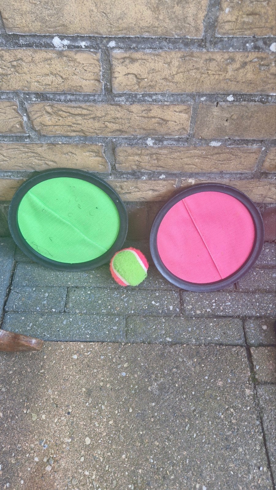 Klittenband vangspel met bal - Groen en Roze, Ophalen of Verzenden, Gebruikt