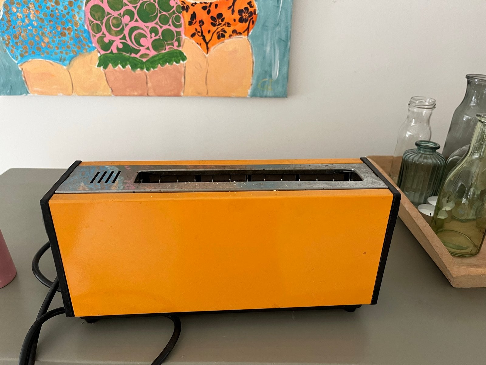 Vintage Oranje Toaster - Retro Keukenapparaat, Witgoed en Apparatuur, Broodroosters, Ophalen of Verzenden, Gebruikt