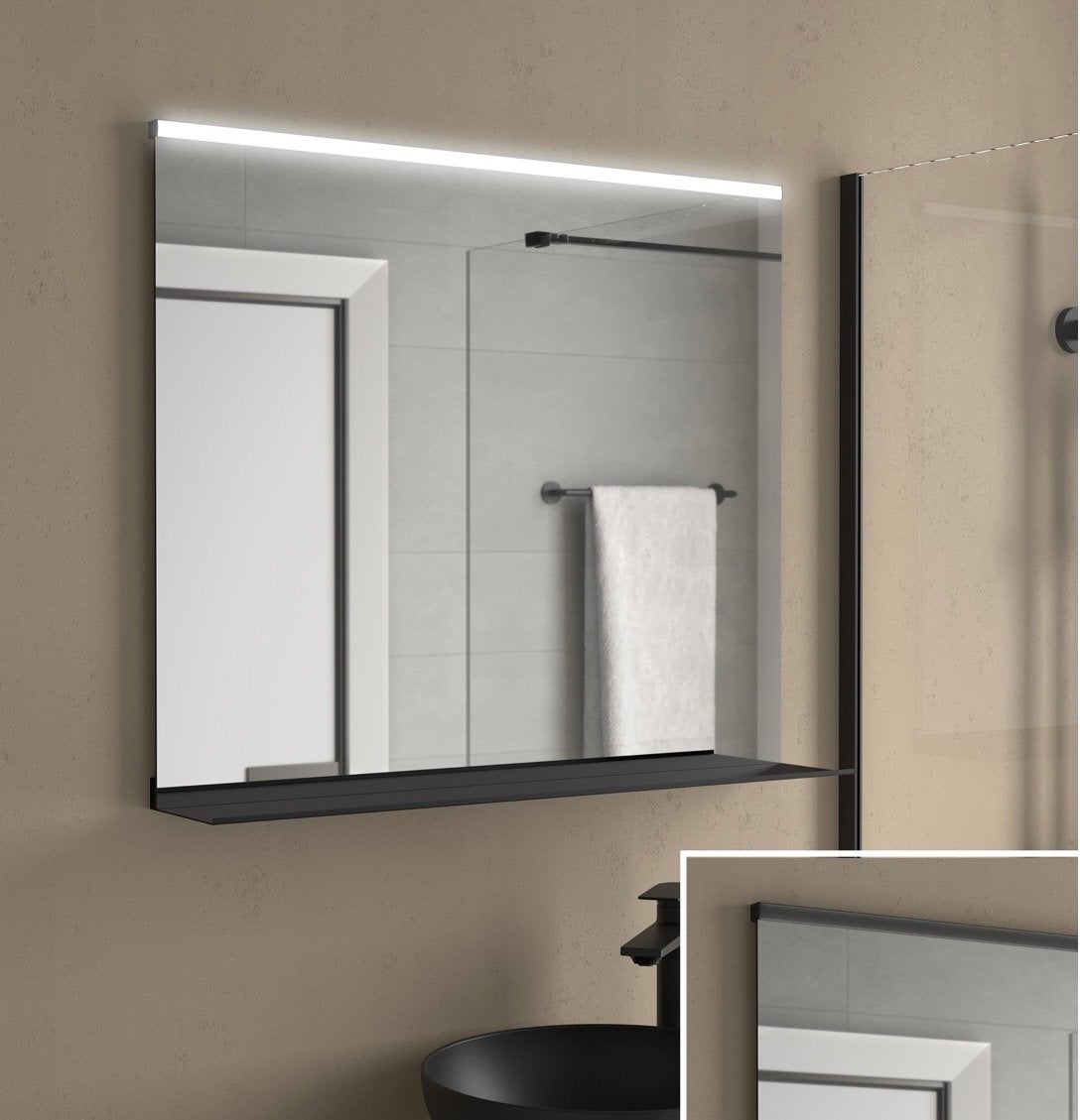 Foto 5 van Baden spiegel met LED verlichting en plank - 80x79 cm