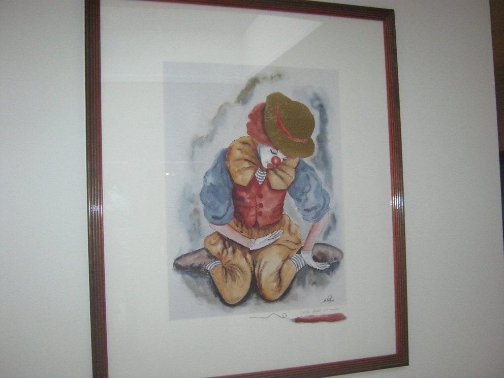 Degelijk Schilderij met Clown,Goudaccenten,ZGAN, Huis en Inrichting, Woonaccessoires | Schilderijen, Tekeningen en Foto's, Ophalen