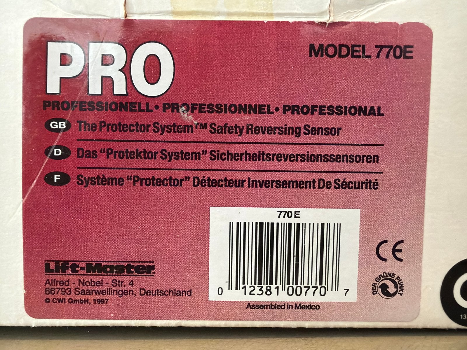 Lift-Master PRO 770E Veiligheidsreversiesensor, Ophalen of Verzenden, Nieuw, Detector, Sensor of Melder, Overige soorten