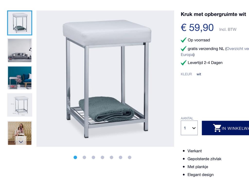 Krukje vierkant wit/zilverkleur, Ophalen of Verzenden, Nieuw