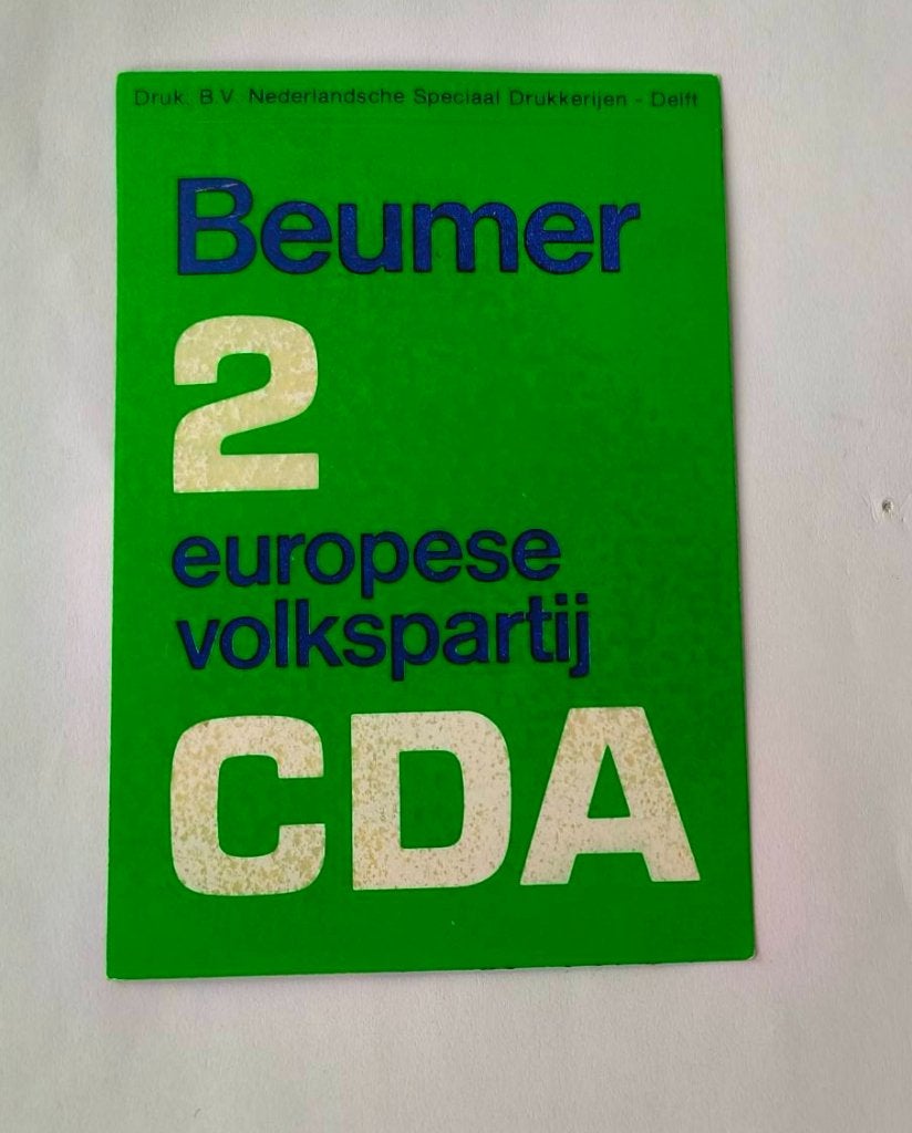 Sticker Beumer 2 Europese volkspartij CDA (6), Ophalen of Verzenden, Zo goed als nieuw, Overige typen