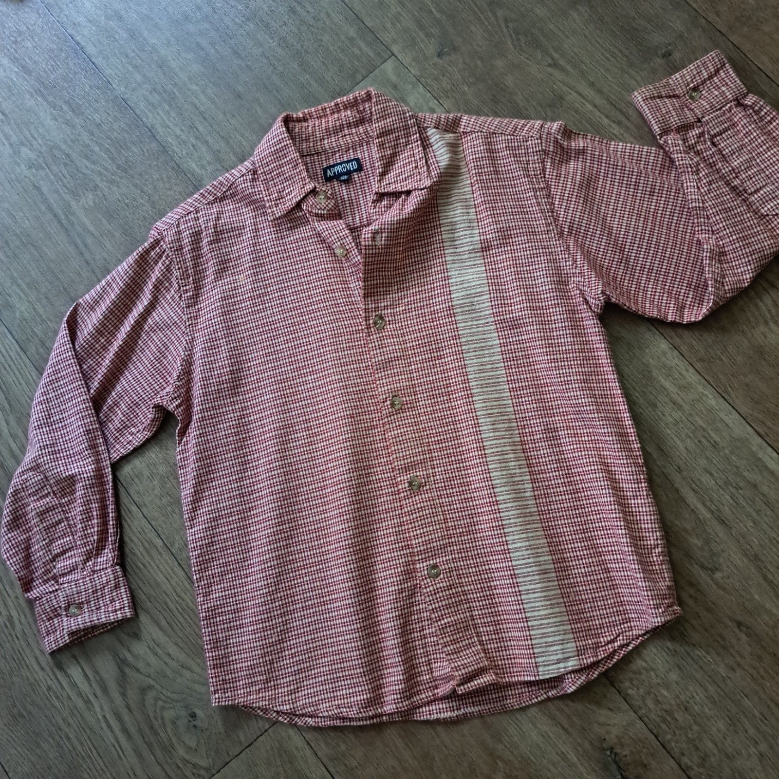 rood/creme blousje mt. 140/146, Aproved, Overhemd of Blouse, Ophalen of Verzenden, Zo goed als nieuw