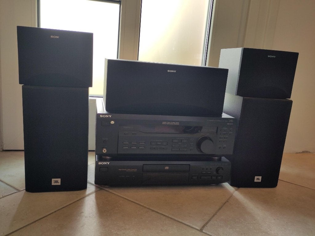 Stereoset Sony STR-DE245 met cd-speler CDP-XE220 en 5 boxen, Ophalen, Gebruikt, Tuner of Radio, Losse componenten