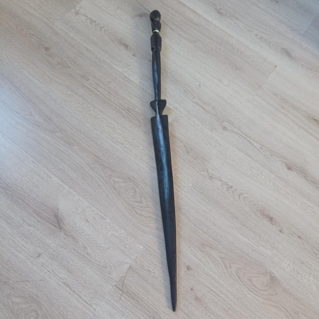Vintage Afrikaans hout zwaard wandelstok hand gemaakt 96 cm, Ophalen of Verzenden