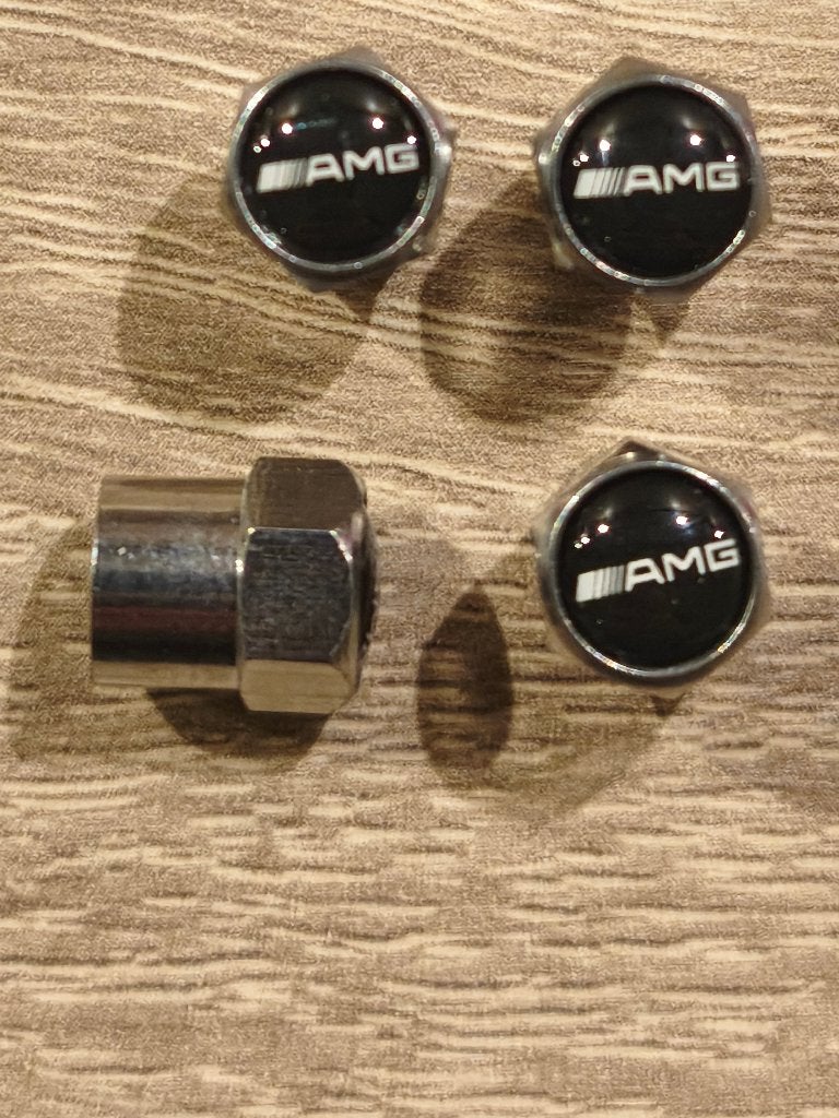 4x AMG logo ventieldopjes Zilver, Ophalen of Verzenden