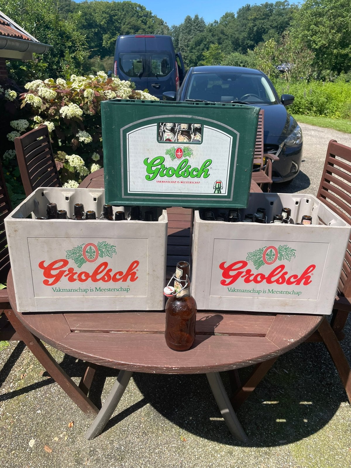 Antieke Grolsch kratten met flesjes, Ophalen of Verzenden, Flesje(s), Grolsch