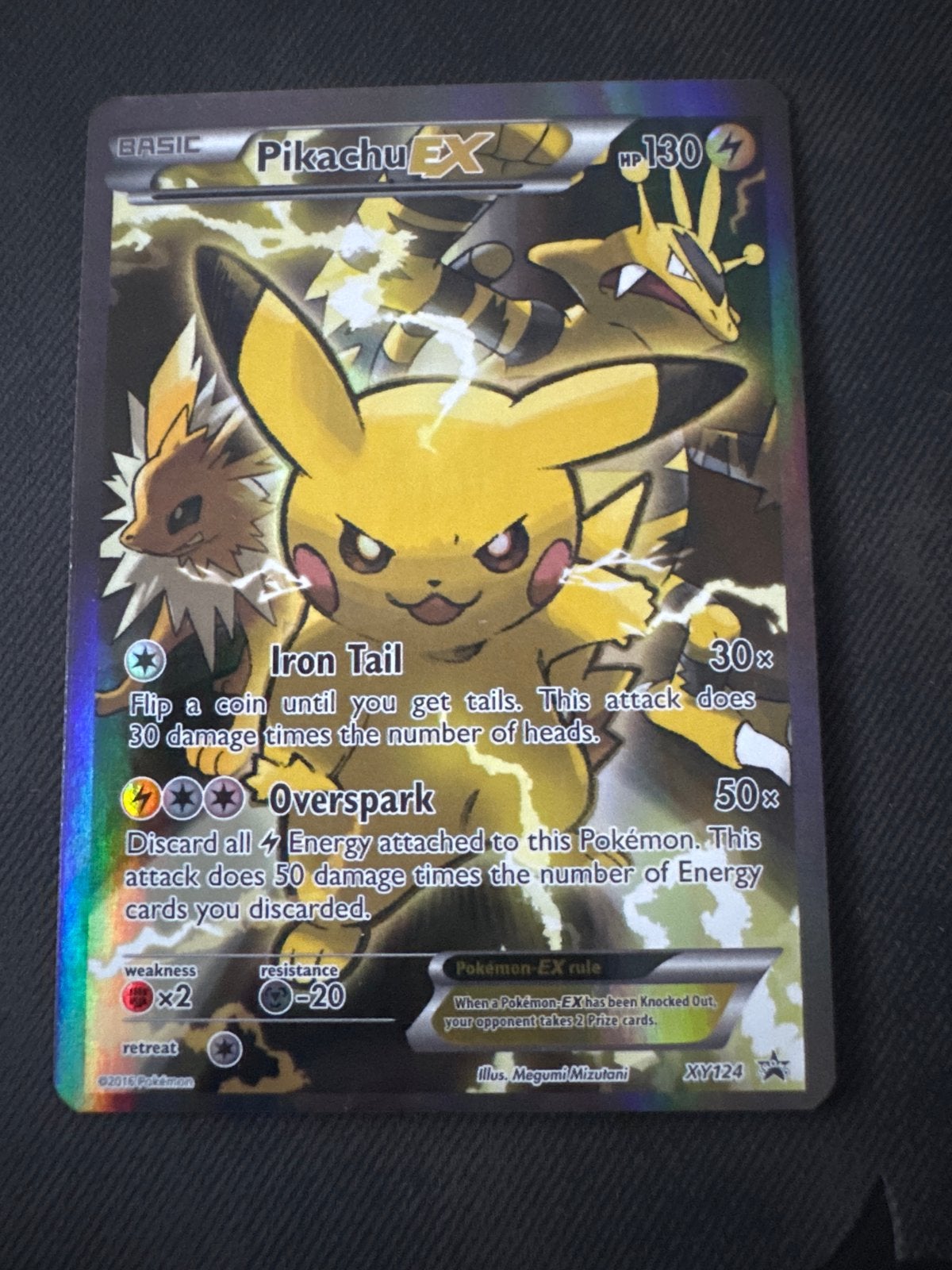 Pikachu EX XY124 Full Art Pokémon Kaart, Ophalen of Verzenden, Zo goed als nieuw, Losse kaart, Foil