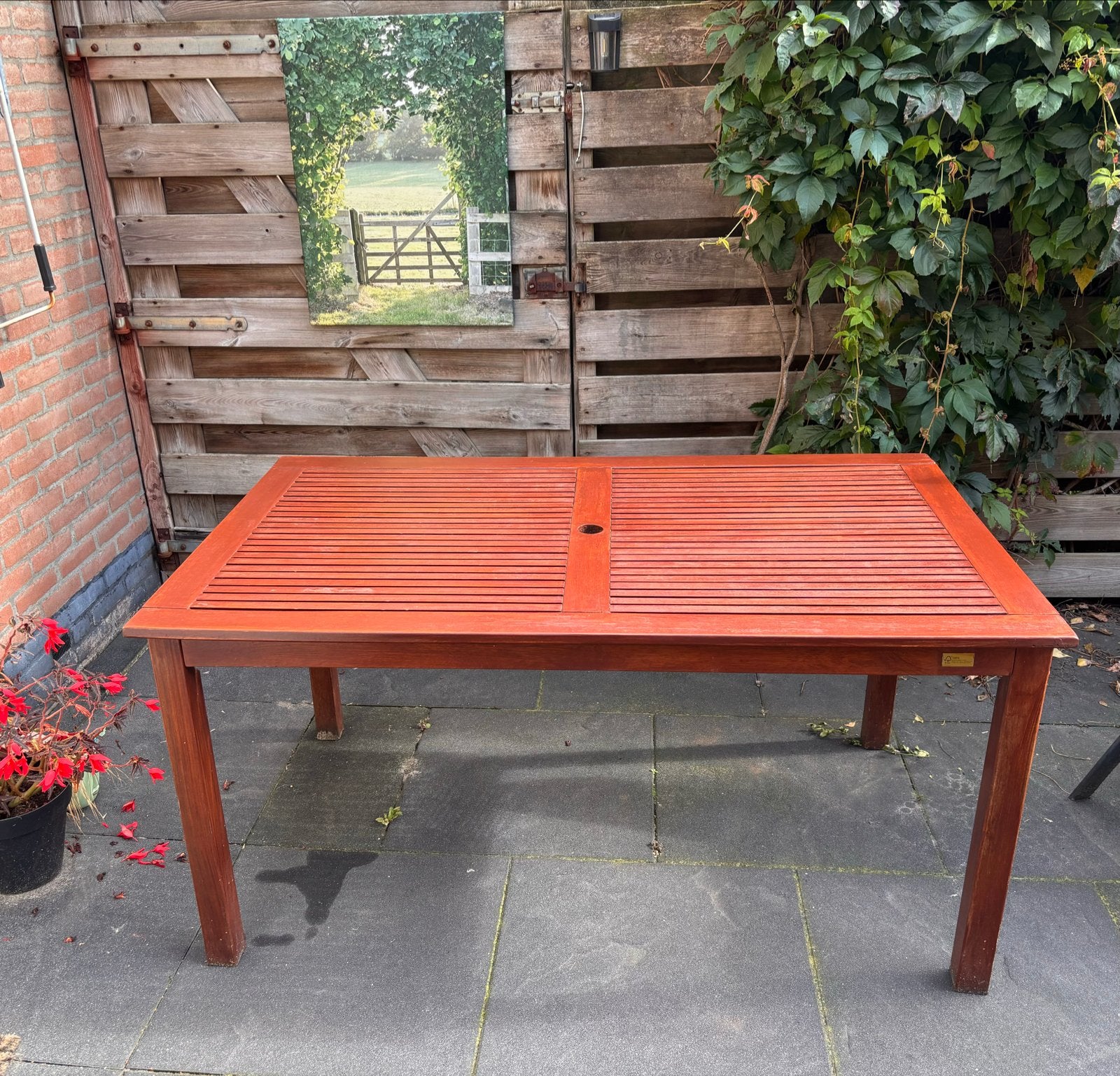 Houten tuintafel - Rechthoekig - FSC gecertificeerd, Tuin en Terras, Ophalen, Gebruikt, Rechthoekig, Hout
