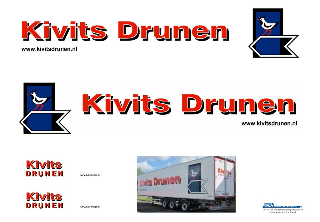 Vrachtauto decal 1:50 Kivits Drunen ( trailer ), Hobby en Vrije tijd, Modelauto's | 1:50, Verzenden, Nieuw, Bus of Vrachtwagen