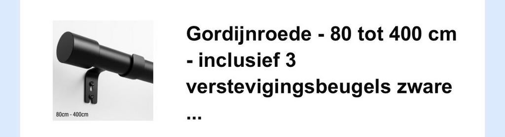 Gordijnroede - 80 tot 400 cm, zwart, Ophalen, Nieuw, Zwart