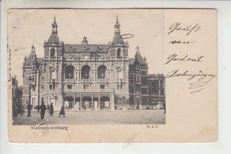 Amsterdam, Stadsschouwburg, Ophalen of Verzenden, Voor 1920, Gelopen, Noord-Holland