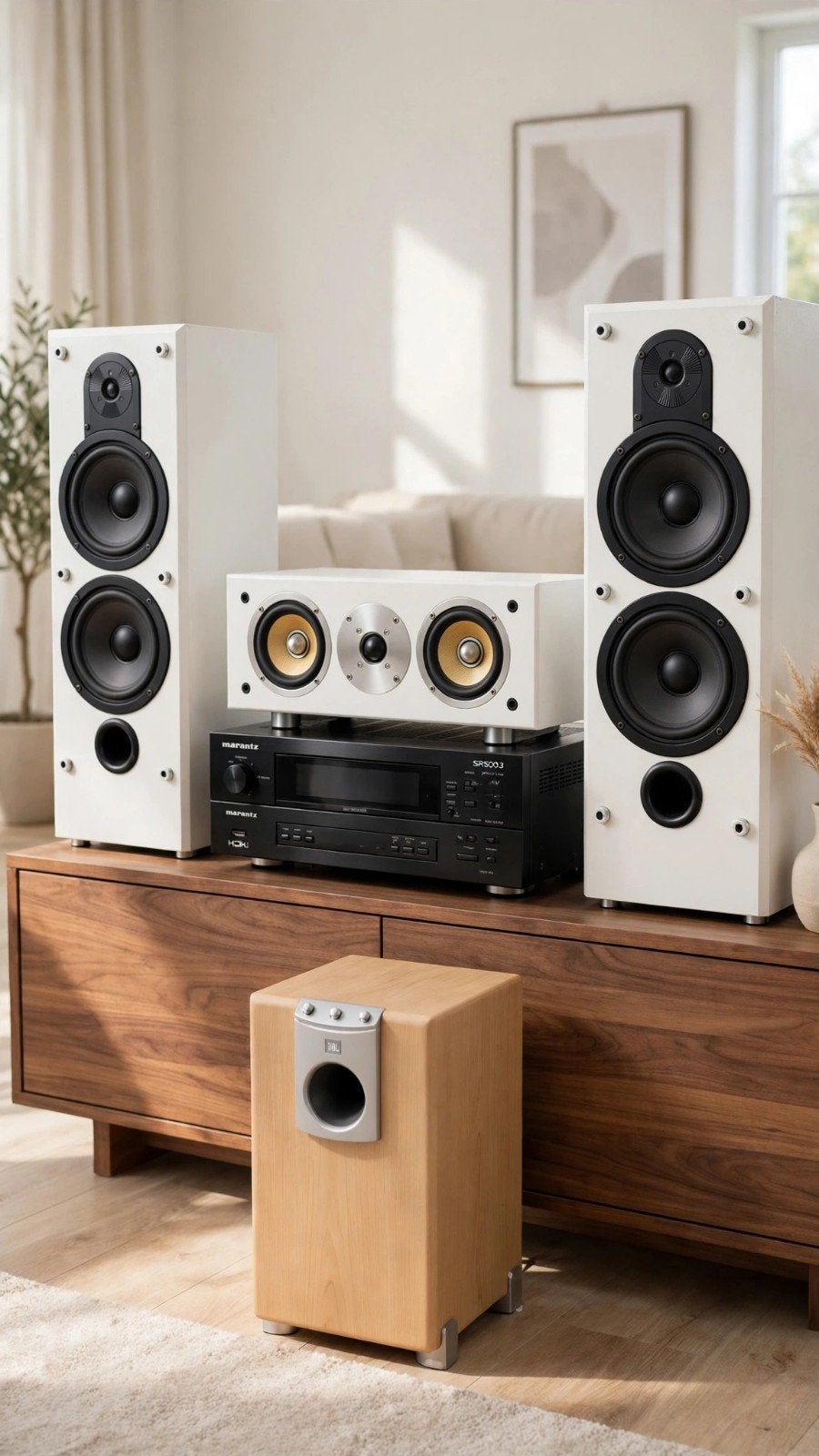 Marantz Surroundset met JBL Subwoofer + Vloerstaande Speaker, Gebruikt, JBL, Ophalen of Verzenden, Surroundset