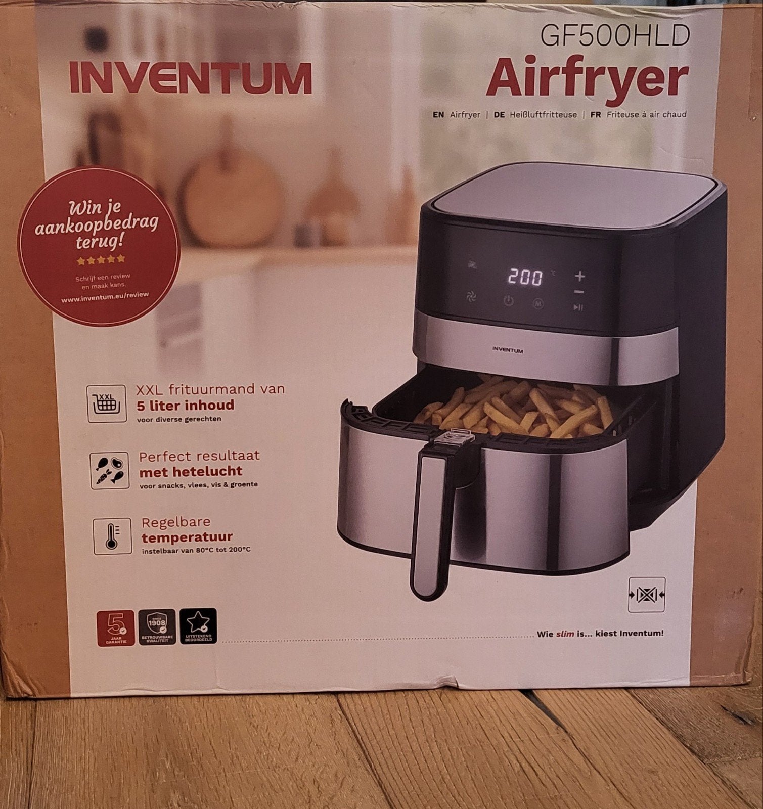 Inventum GF500HLD Airfryer XXL - Nieuw in doos, Witgoed en Apparatuur, Ophalen, Nieuw, Airfryer XXL, 1500 gram of meer