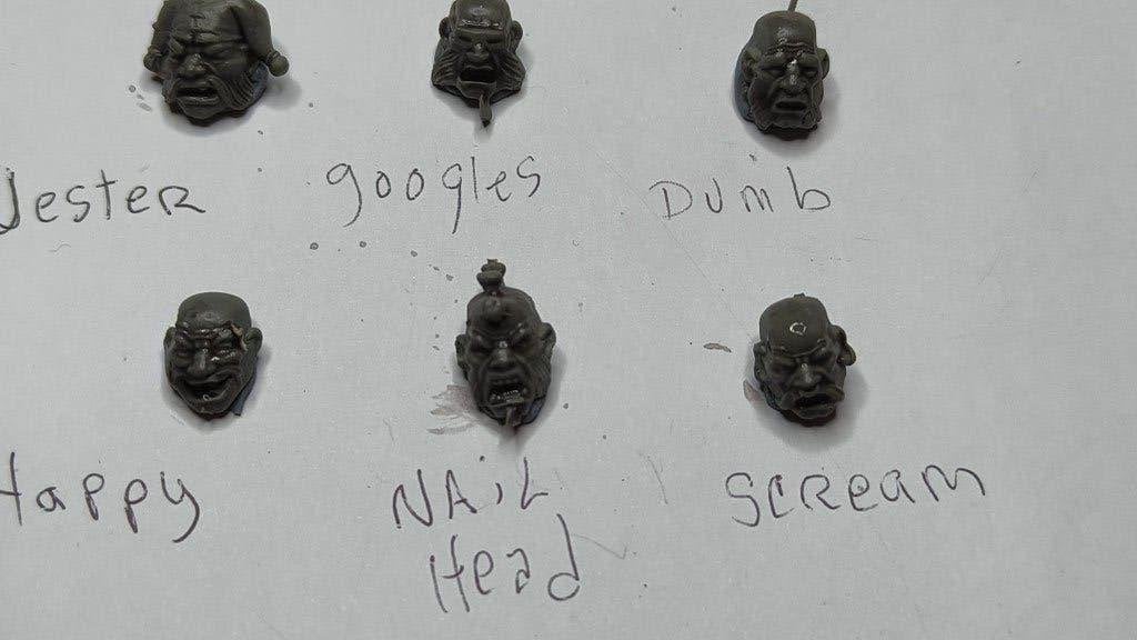 six new ogre heads for bloodbowl ogres, Verzenden, Zo goed als nieuw, 1:50 of kleiner, Figuur of Figuren