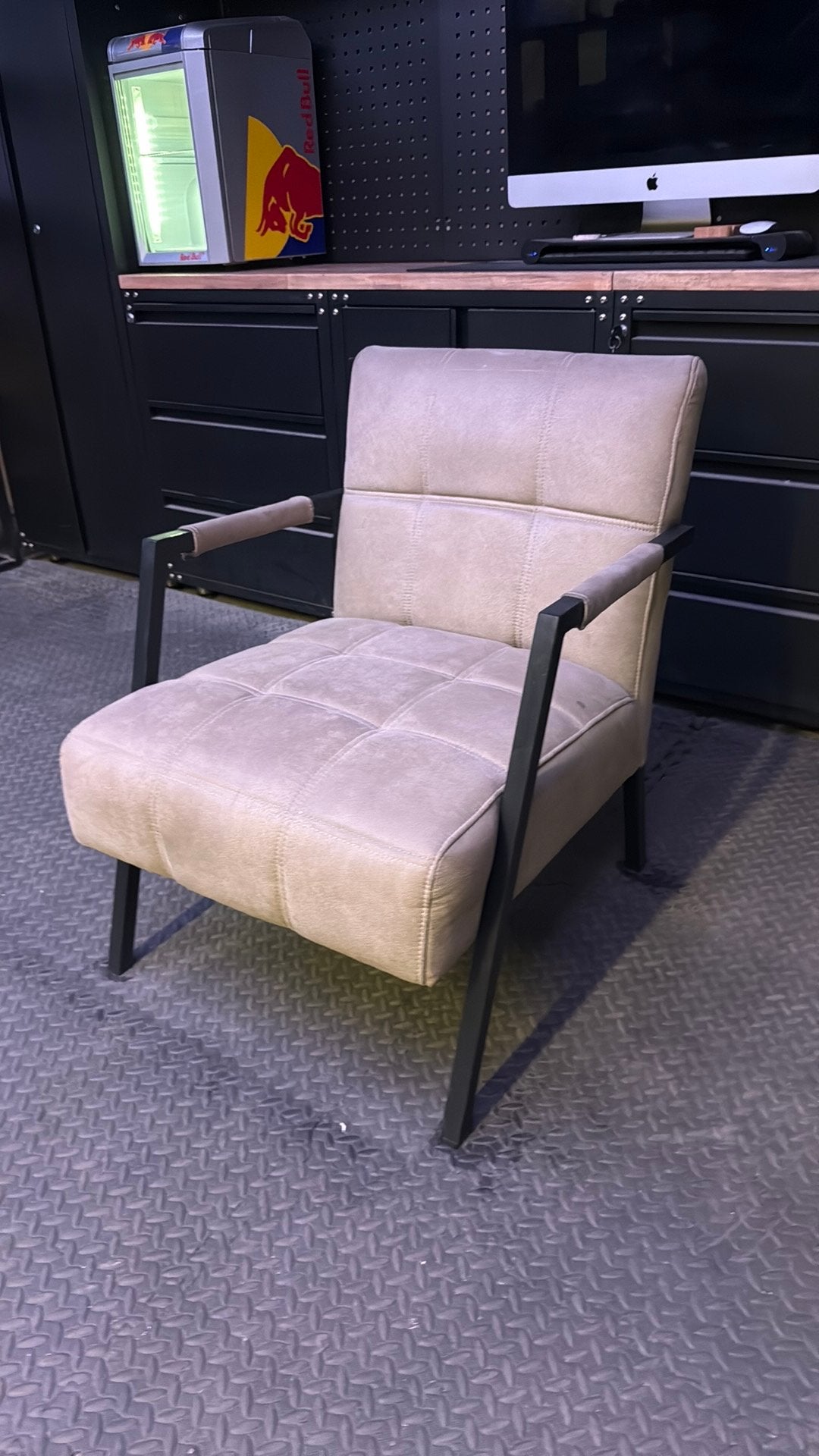 Lederen stoel zwart/taupe, Ophalen, Zo goed als nieuw, Zwart, Eén