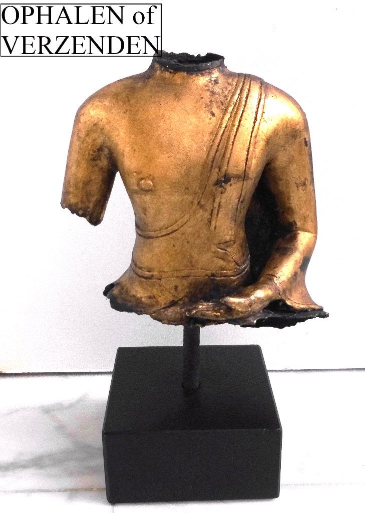 Oud Boeddha Beeld (TORSO ) Brons -verguld., Ophalen