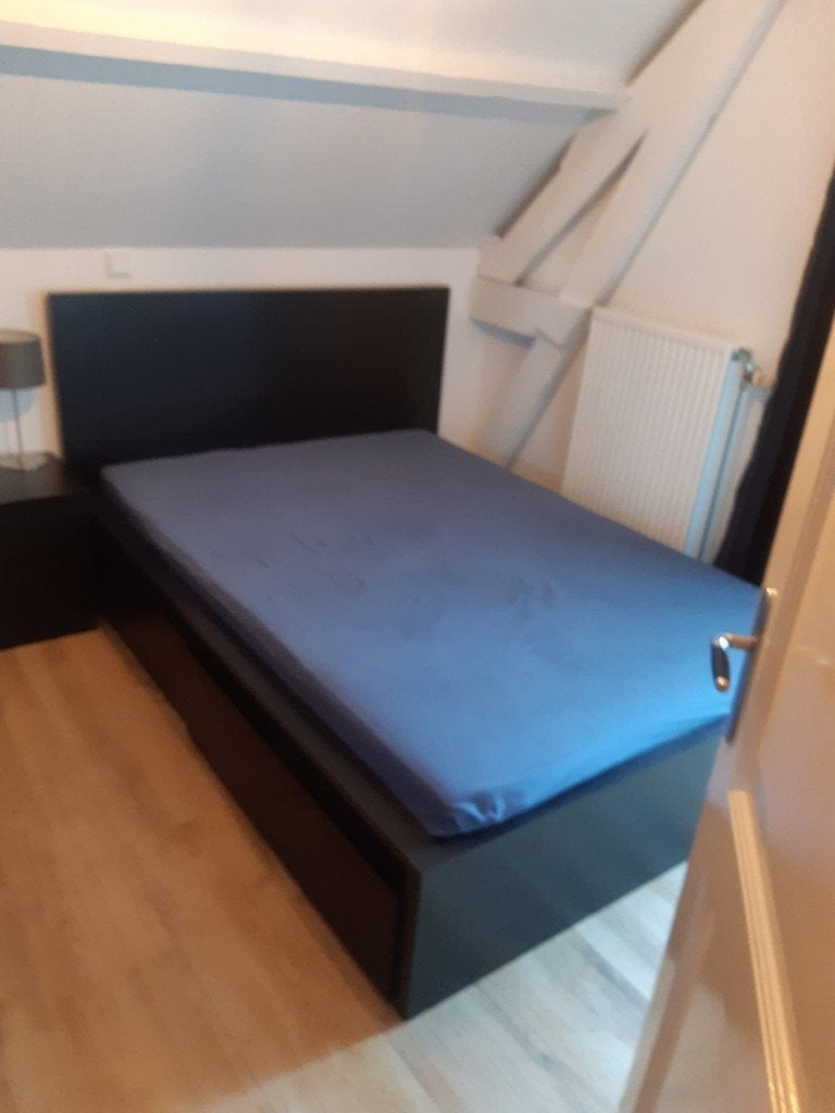 IKEA MALM bed 140x200 zwartbruin + 2 lades + nachtkastjes, Ophalen, Gebruikt, Bruin, Tweepersoons